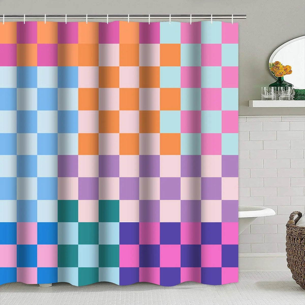 Set de Baño Retro hawaii 4 Piezas – "Atardecer en Hi'ilawe" 💖💛🧡🍋‍🟩🩵