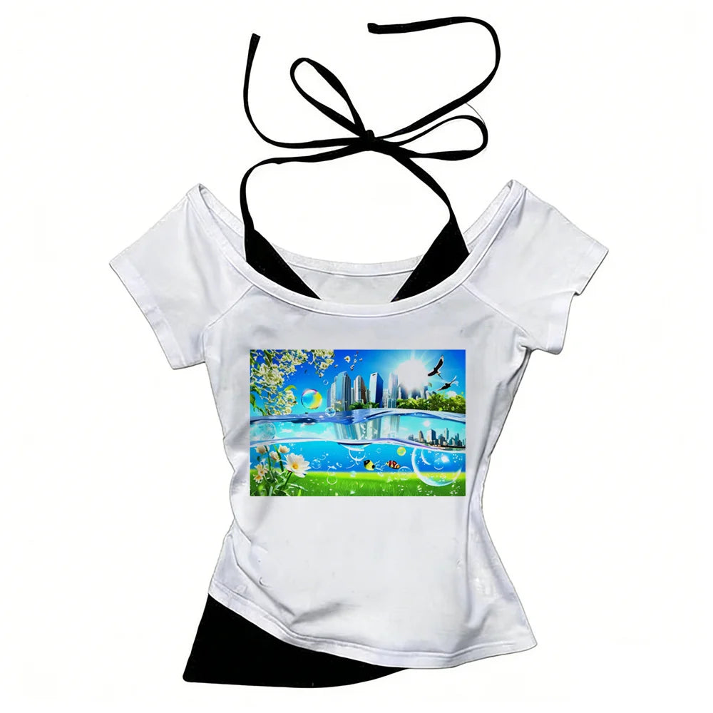Coastal cyber -Camiseta Frutiger Aero Y2K – " Hi'ilawe cyber" 🎧📀📟🏞️