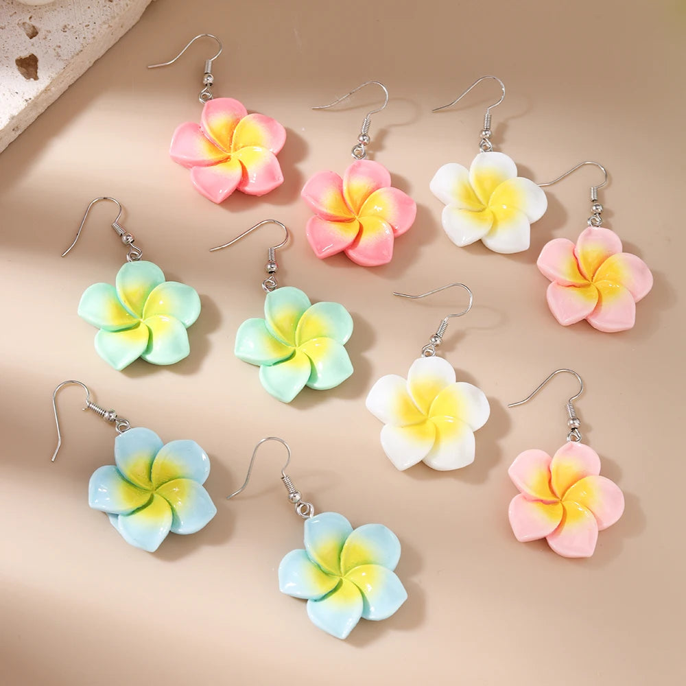 5 pares/Pendientes "Jardín de la Cascada" – Set Tropical Hi'ilawe 🌺🌿🍍🍋‍🟩