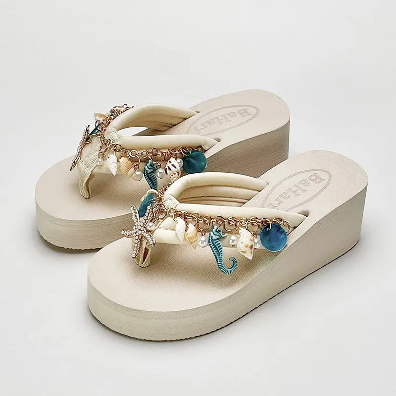 Women's Chanclas Playeras Joya – "Tesoros del Mar de Hi'ilawe" 🩴🦪🐚