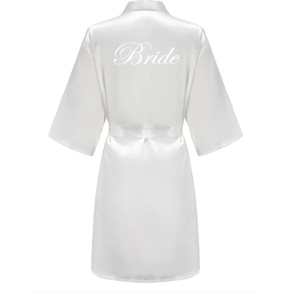 New Bathrobe Bride Satin-Silk Robe Women Bridal Party Sister Team Mother Shower Gift Bridesmaid Wedding Short Robes YE7883