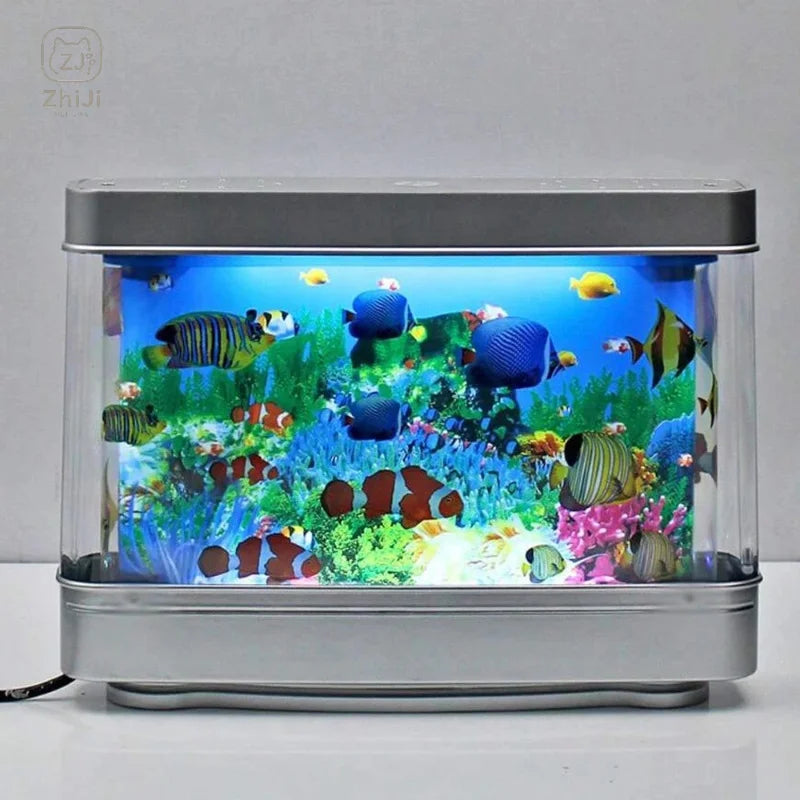 Artificial Tropical Fish Tank Lamps Aquarium Decor Virtual Ocean in Motion Night Light For Children Halloween Christmas Gift Toy