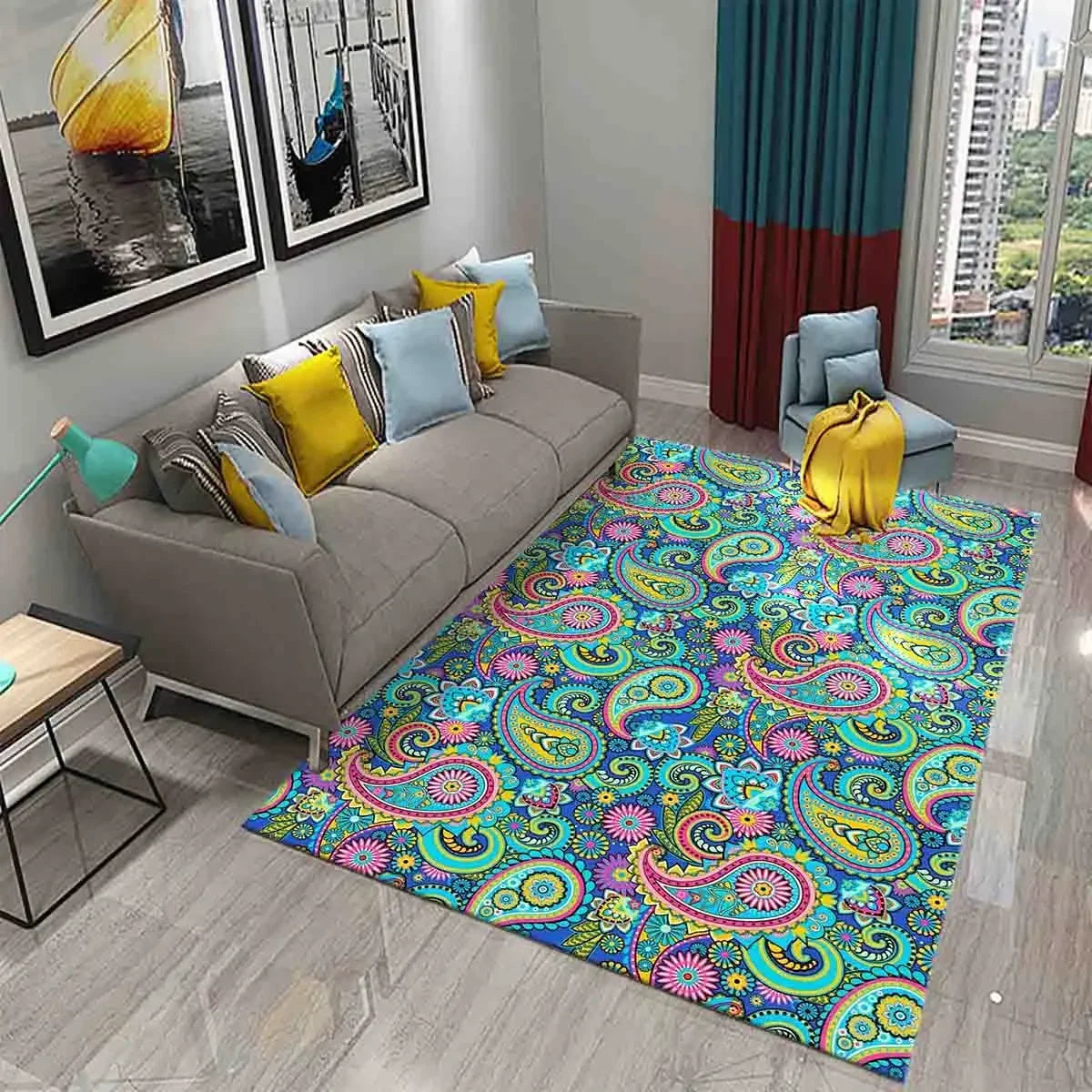 Paisley Flower Tree of Life Indian Culture Rugs for Living Room Bedroom Door Mats Decor Carpets Bathroom Kitchen Non Slip Rugs