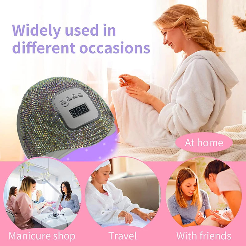 Lámpara UV/LED con Incrustaciones de Cristal – "Destello de joyas Hi'ilawe" 💎✨💖45 Led