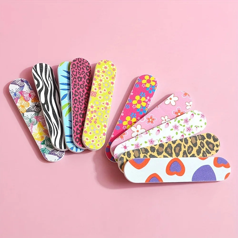 5/10/25Pcs Set de Limas de Uñas Tropicales – "Manicura Tropical Hi'ilawe" 💅🌺🏝️🐠🦓🐆