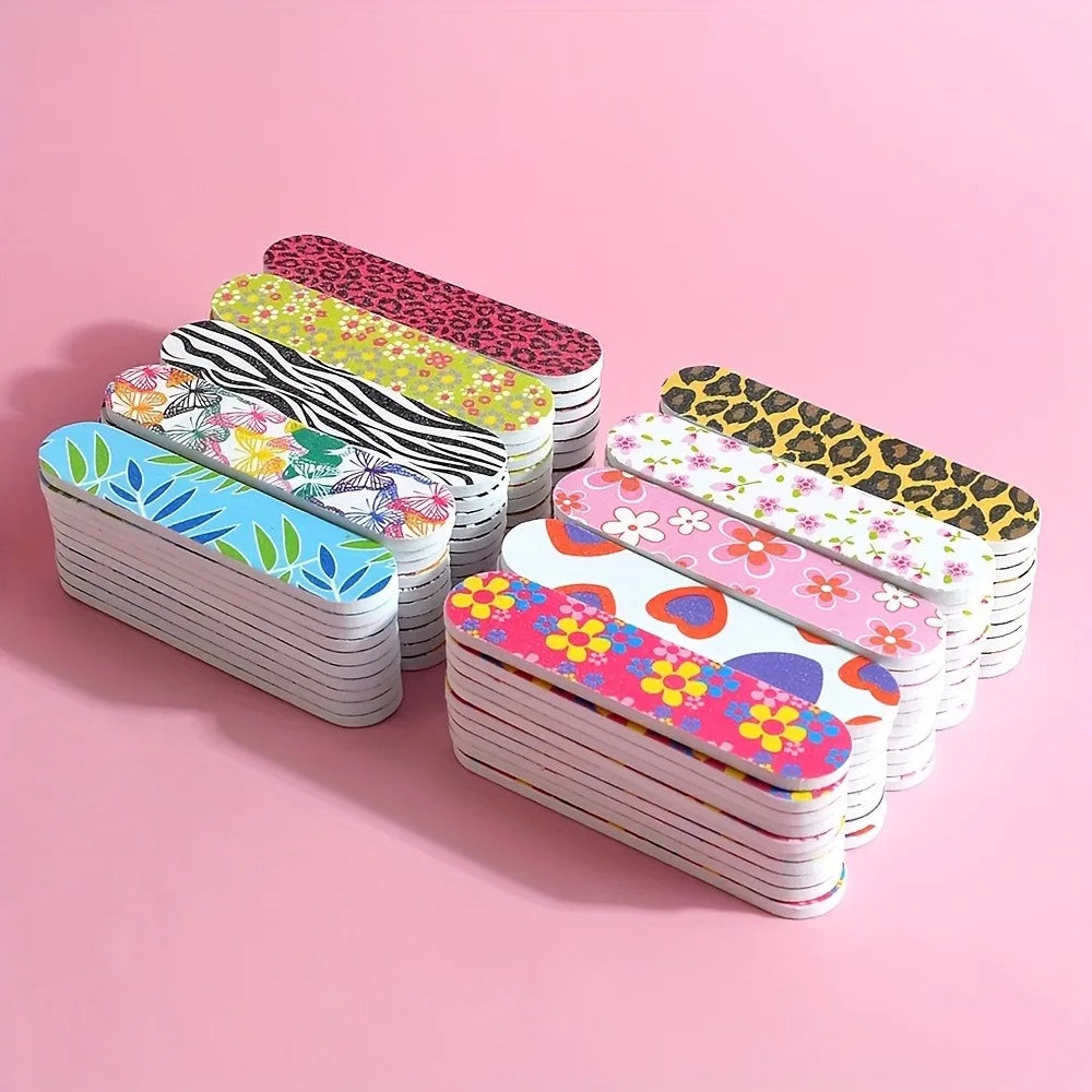 5/10/25Pcs Set de Limas de Uñas Tropicales – "Manicura Tropical Hi'ilawe" 💅🌺🏝️🐠🦓🐆