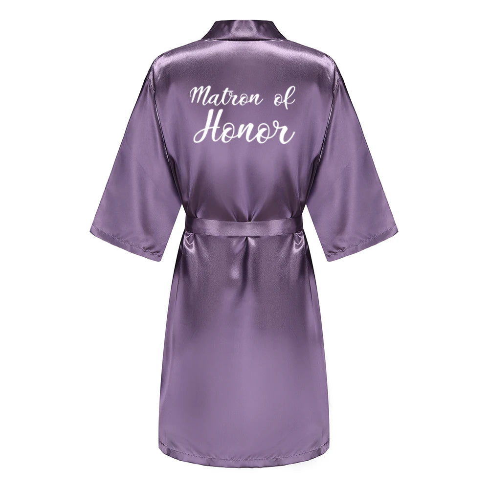 New Bathrobe Bride Satin-Silk Robe Women Bridal Party Sister Team Mother Shower Gift Bridesmaid Wedding Short Robes YE7883