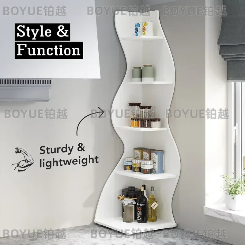 Tribesigns Corner Shelf, Modern 5-Tier Wall Corner Bookshelf, Stylish Corner Small Bookcase Storage Rack Plant Stand