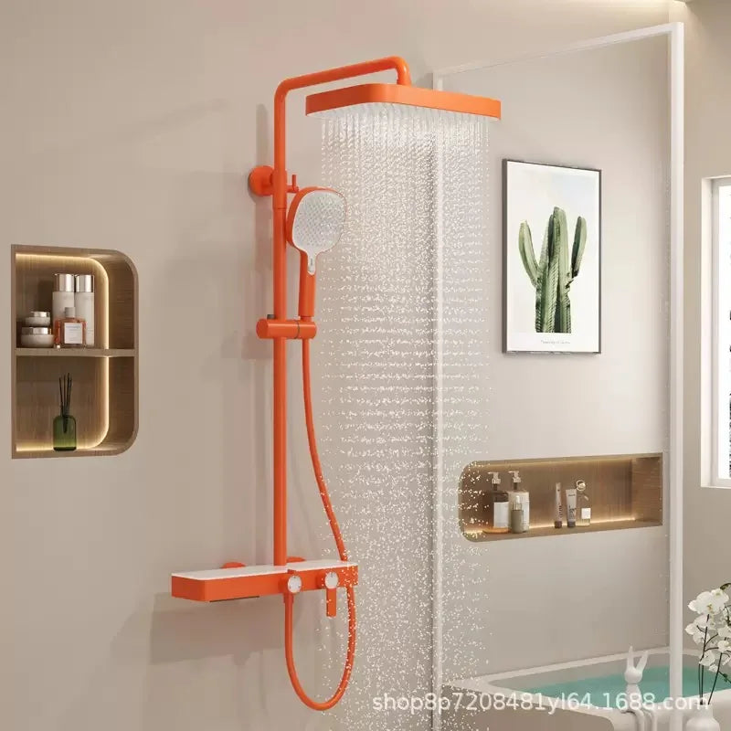 Set de Ducha Termostático Chic – "Lluvia Tropical de Hi'ilawe" 🚿🌸🩵 High-Quality Copper Material