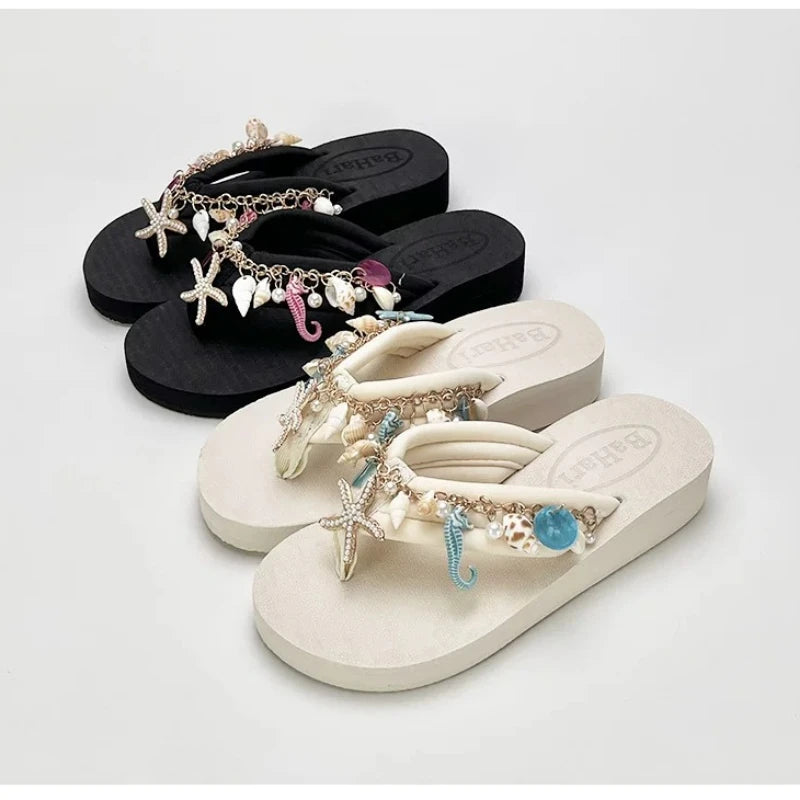 Women's Chanclas Playeras Joya – "Tesoros del Mar de Hi'ilawe" 🩴🦪🐚