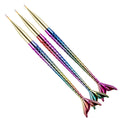 3Pcs/set Mermaid Tail Shape Mermaid Nail Painting Brush UV Gel Extension Flower Line Grid Mermaid Nail Art Liner Pen