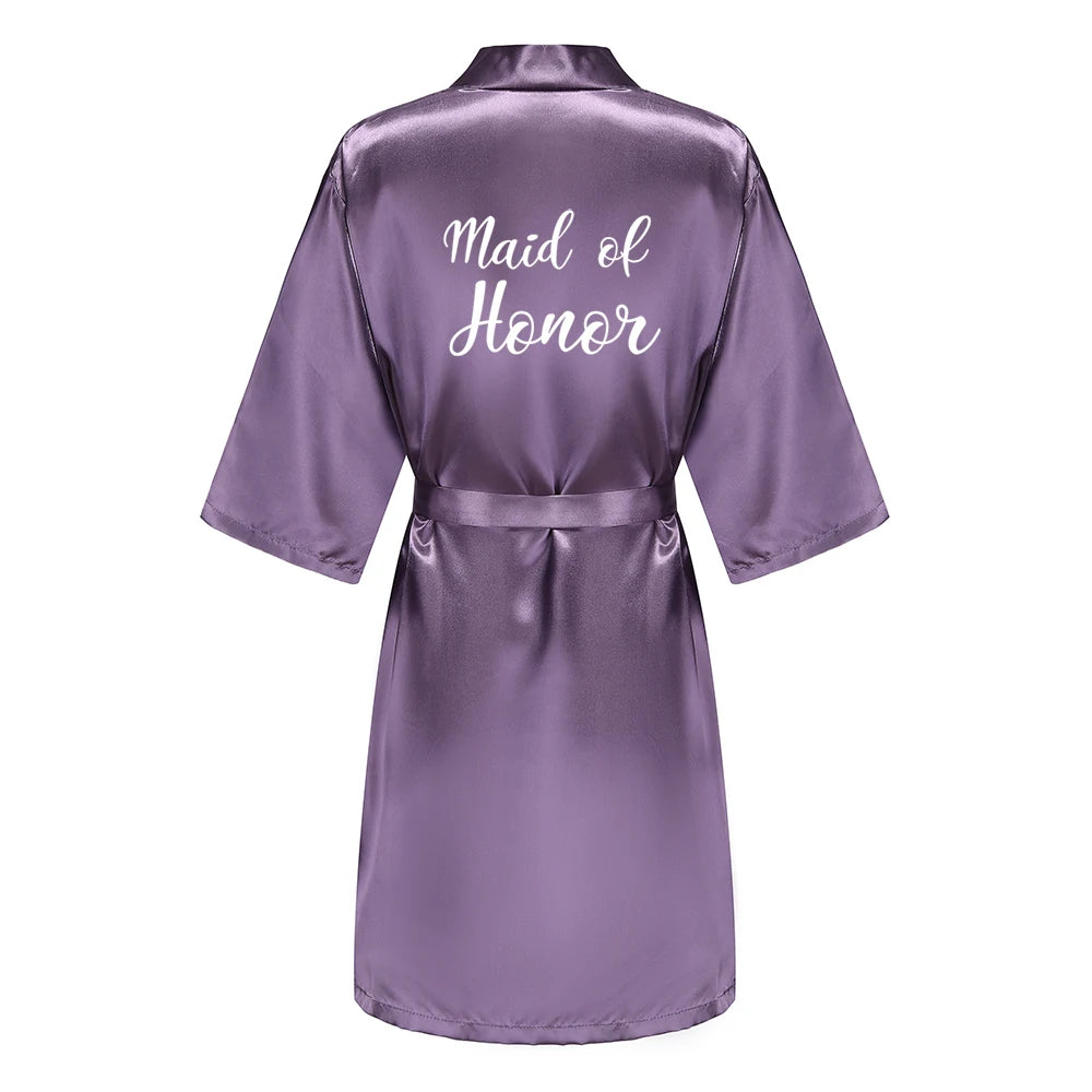 New Bathrobe Bride Satin-Silk Robe Women Bridal Party Sister Team Mother Shower Gift Bridesmaid Wedding Short Robes YE7883