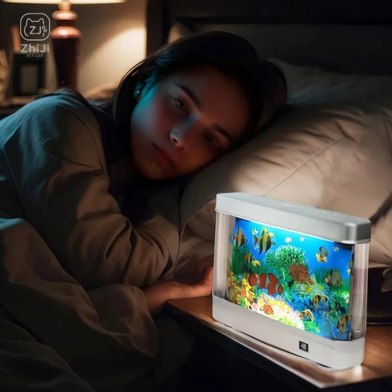 Artificial Tropical Fish Tank Lamps Aquarium Decor Virtual Ocean in Motion Night Light For Children Halloween Christmas Gift Toy