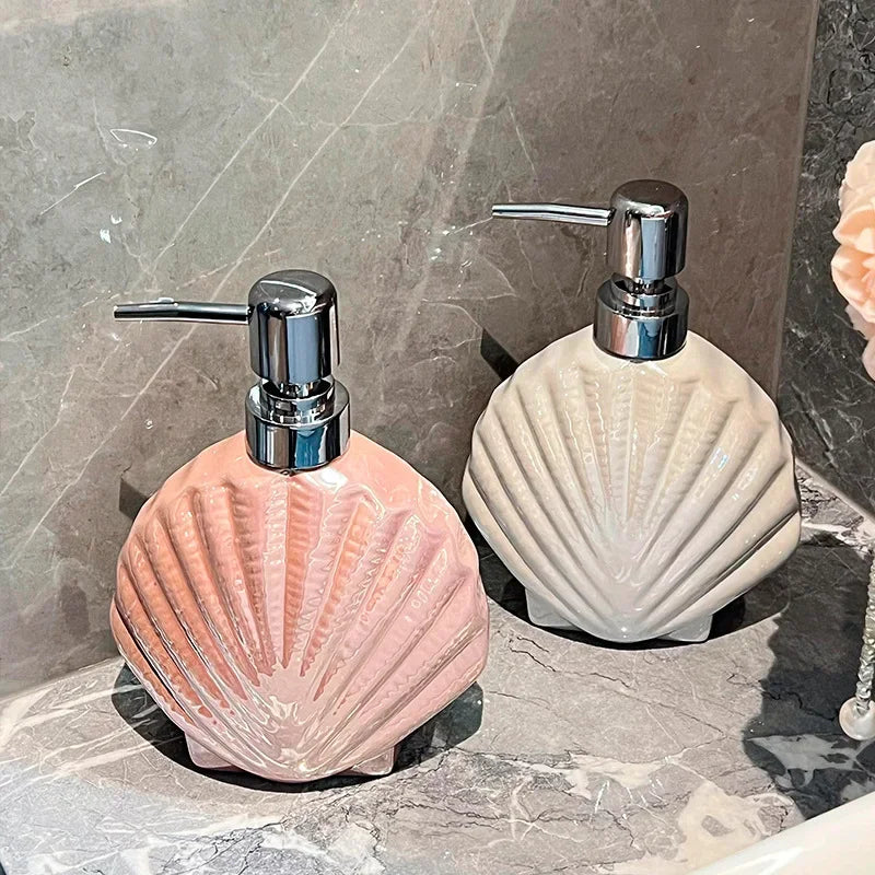 Ceramic Press Bottle Bathroom Storage Accessories Lotion Bottle Soap Dispenser Pink Shell Lustrous Mussel Sub-bottle