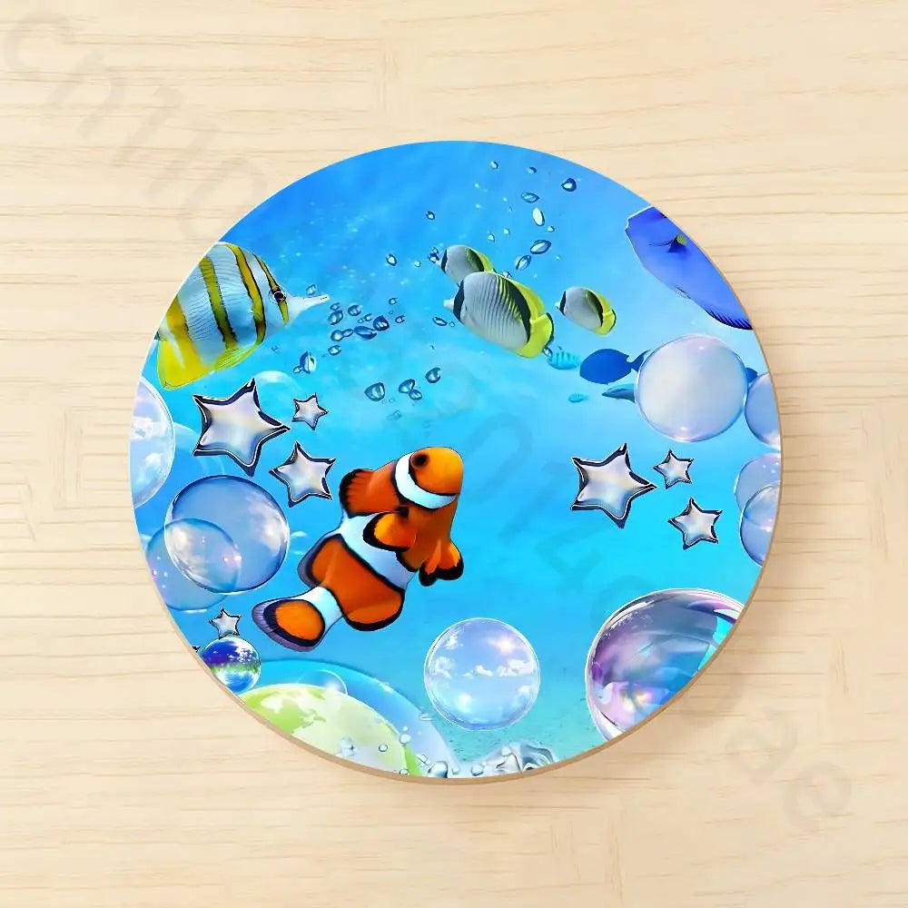 Frutiger Aero Aqua Nostalgia Posavasos Frutiger Aero – "Burbujas de Hi'ilawe" 🫧🏞️🐠☕