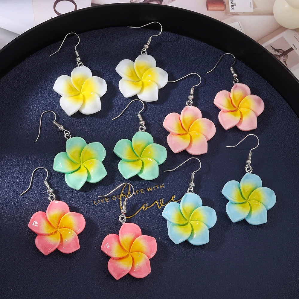 5 pares/Pendientes "Jardín de la Cascada" – Set Tropical Hi'ilawe 🌺🌿🍍🍋‍🟩