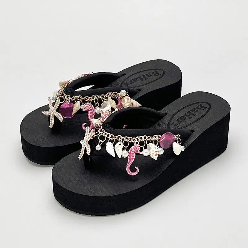 Women's Chanclas Playeras Joya – "Tesoros del Mar de Hi'ilawe" 🩴🦪🐚