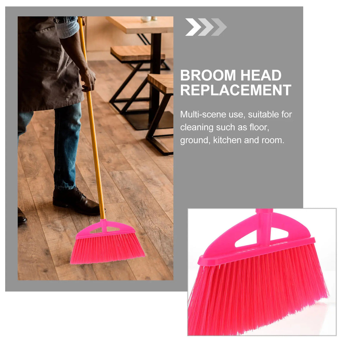 Pink Broom Garage Replacement Brushes for Push Brooms Sweeper Head Heads Red Angle