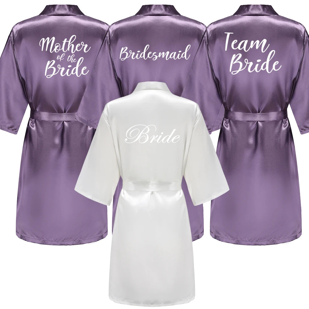 New Bathrobe Bride Satin-Silk Robe Women Bridal Party Sister Team Mother Shower Gift Bridesmaid Wedding Short Robes YE7883