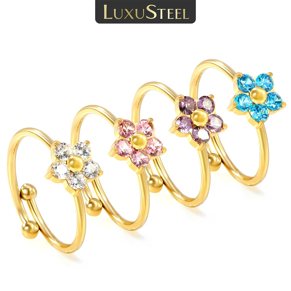 Anillos Ajustables de Flor Neón – "Jardín Flotante de Hi'ilawe" 🌺✨