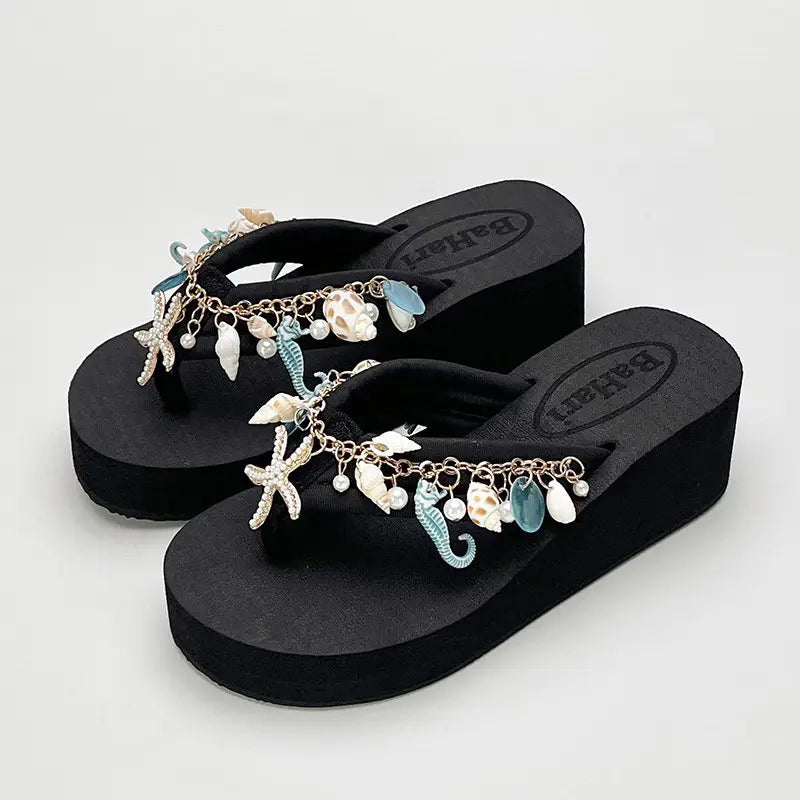 Women's Chanclas Playeras Joya – "Tesoros del Mar de Hi'ilawe" 🩴🦪🐚