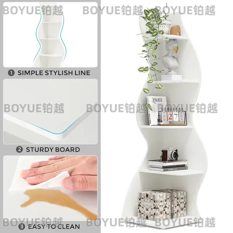 Tribesigns Corner Shelf, Modern 5-Tier Wall Corner Bookshelf, Stylish Corner Small Bookcase Storage Rack Plant Stand