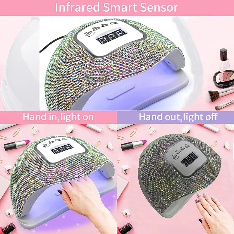 Lámpara UV/LED con Incrustaciones de Cristal – "Destello de joyas Hi'ilawe" 💎✨💖45 Led