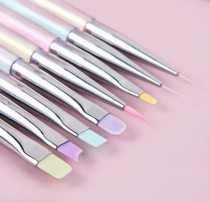 Set de Pinceles de Manicura UV GEL Aurora – "Pinceles de Arte Hi'ilawe" 💅🍋‍🟩💛🐬🍧