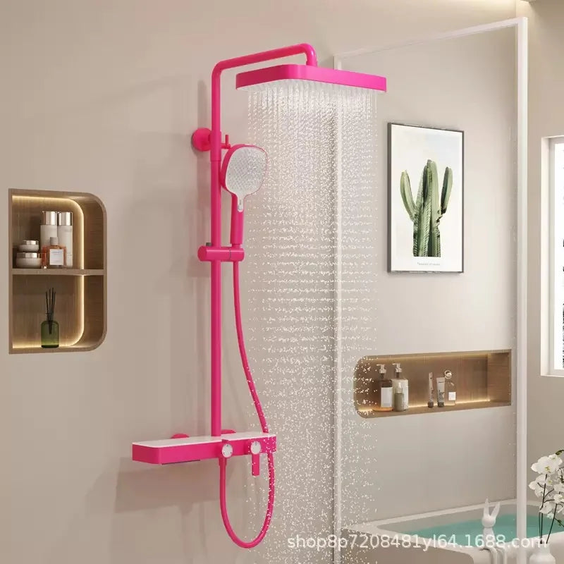 Set de Ducha Termostático Chic – "Lluvia Tropical de Hi'ilawe" 🚿🌸🩵 High-Quality Copper Material