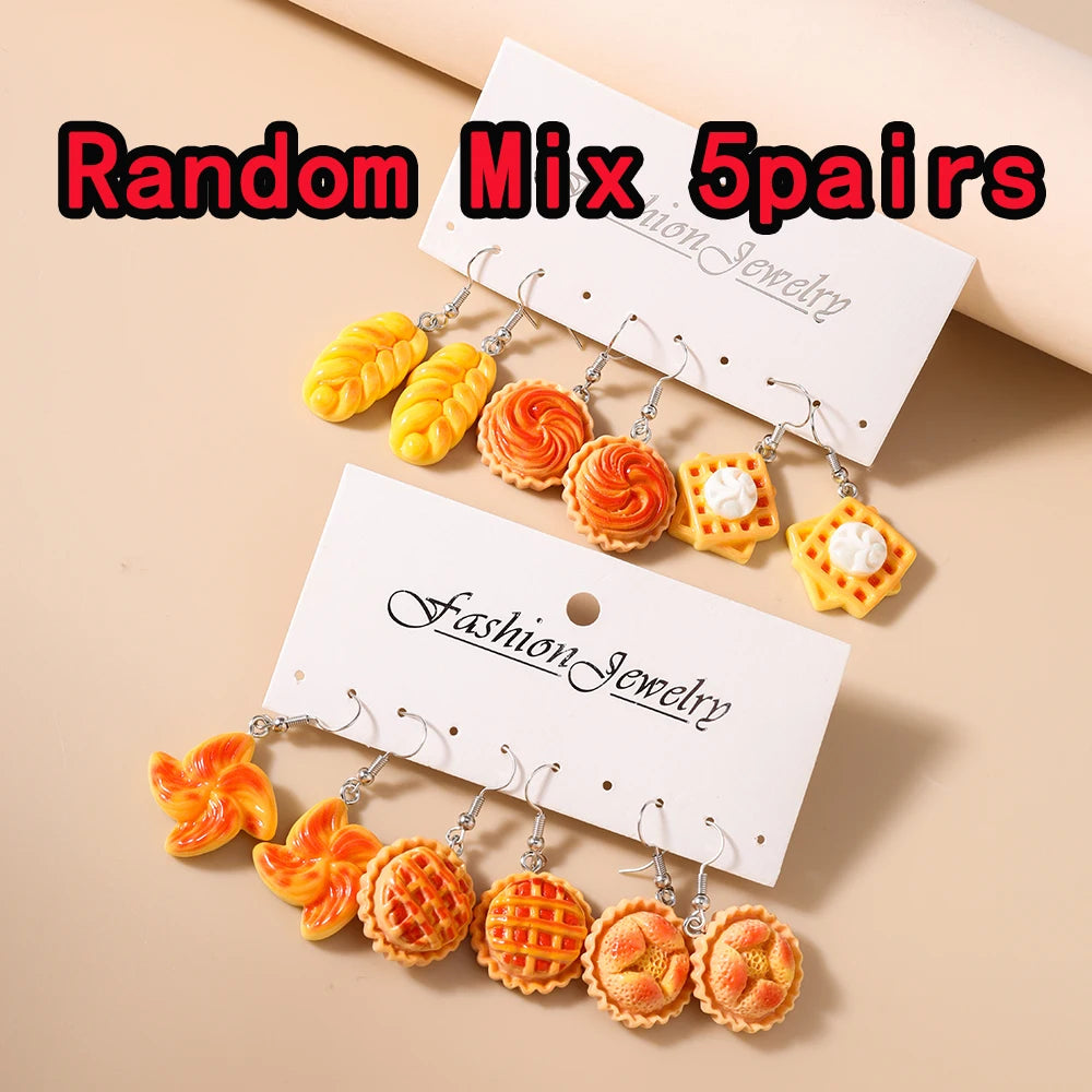 5 pares/Pendientes "Jardín de la Cascada" – Set Tropical Hi'ilawe 🌺🌿🍍🍋‍🟩