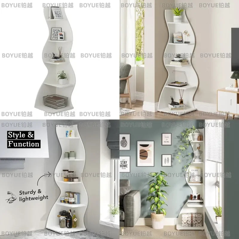 Tribesigns Corner Shelf, Modern 5-Tier Wall Corner Bookshelf, Stylish Corner Small Bookcase Storage Rack Plant Stand