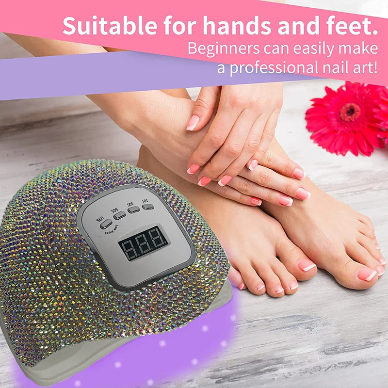 Lámpara UV/LED con Incrustaciones de Cristal – "Destello de joyas Hi'ilawe" 💎✨💖45 Led