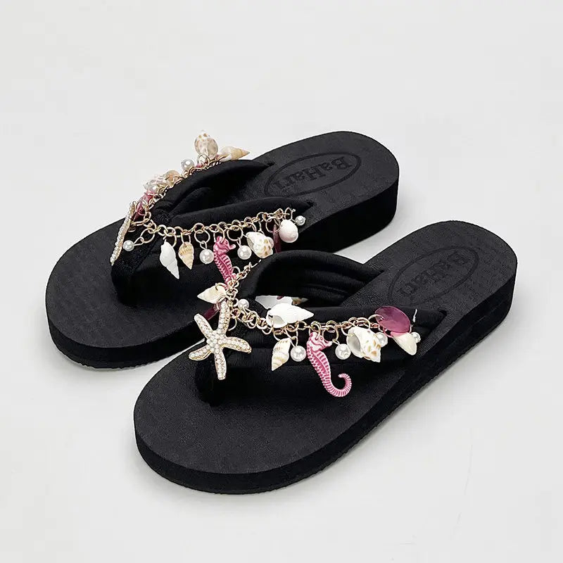 Women's Chanclas Playeras Joya – "Tesoros del Mar de Hi'ilawe" 🩴🦪🐚