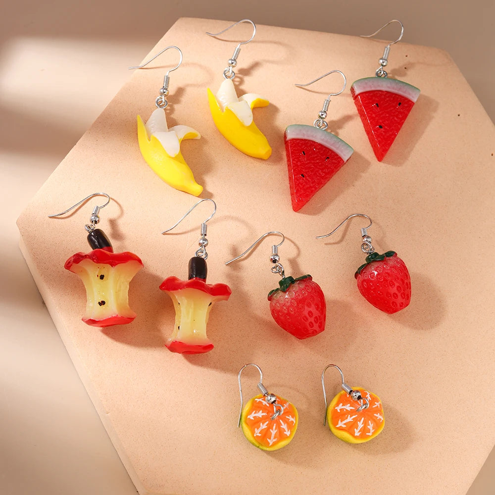 5 pares/Pendientes "Jardín de la Cascada" – Set Tropical Hi'ilawe 🌺🌿🍍🍋‍🟩