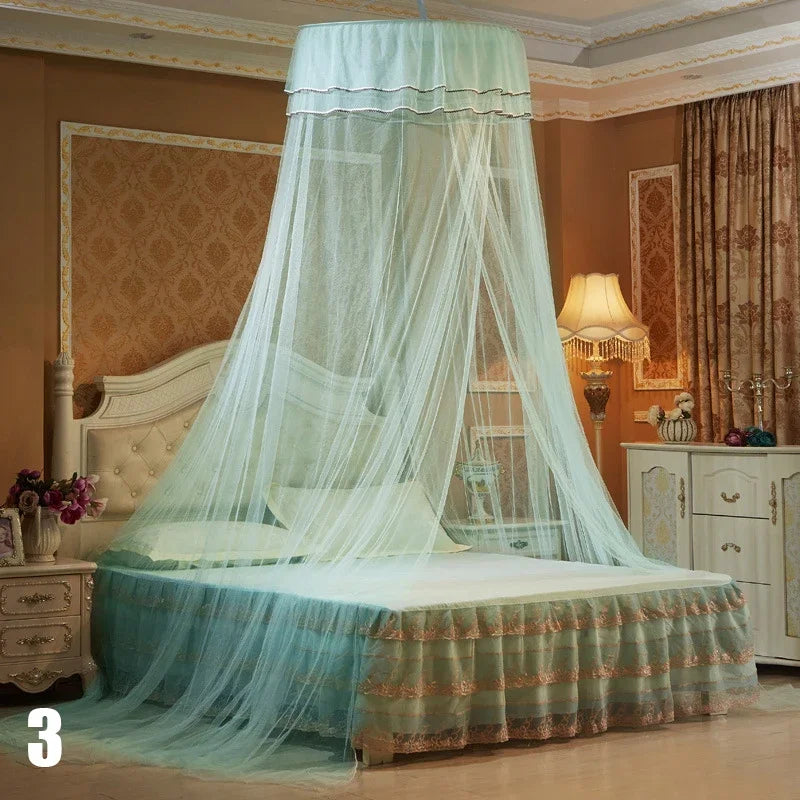 Breathable Hanging Mosquito Net Top Hook Lace Bed Canopy Encrypted Mesh Round Dome Court Style Crib Canopy Bedroom Decoration