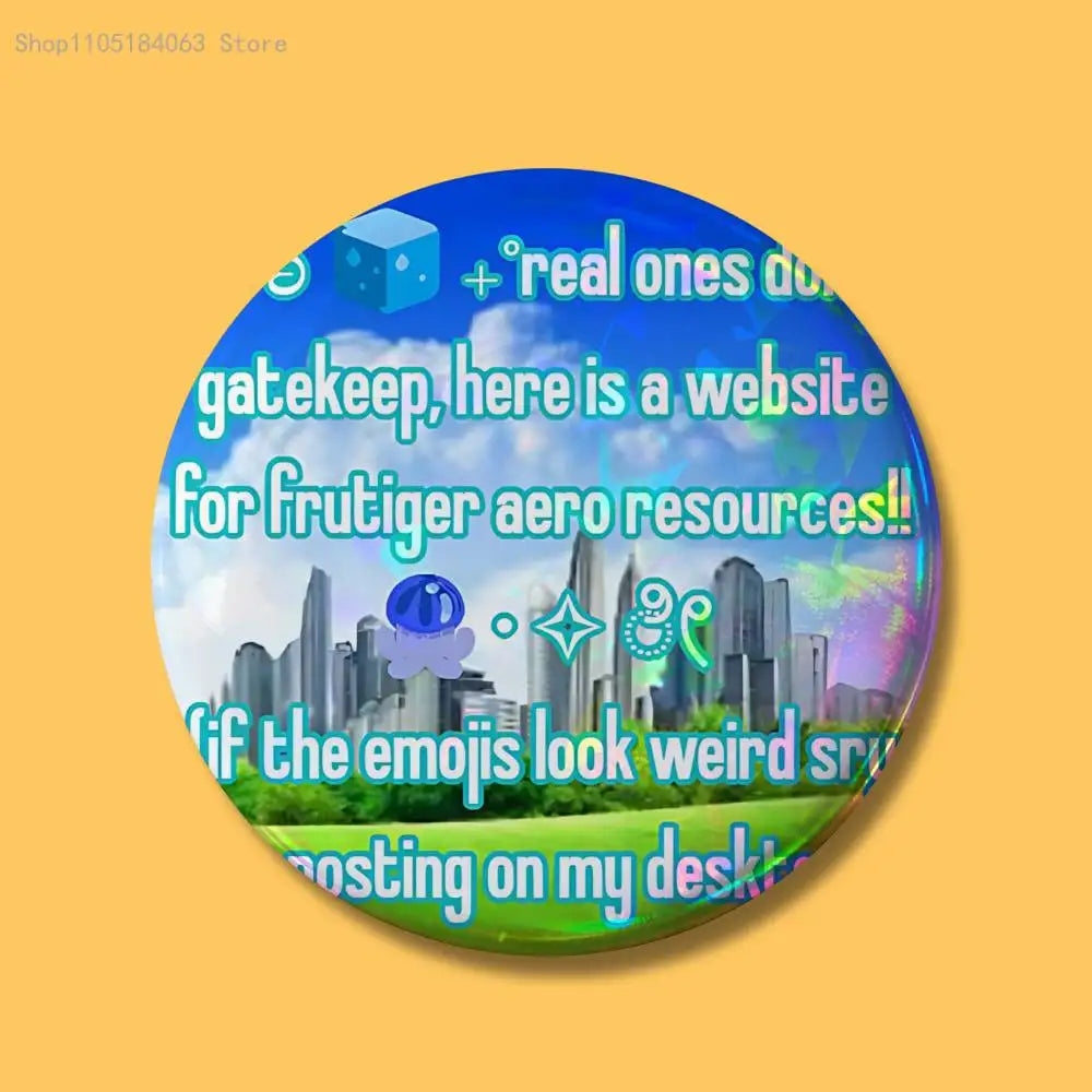 Pins Redondos Frutiger Aero Aqua nostalgia del futuro  – "Ecos de Hi'ilawe" 🐠🏞️🫧✨
