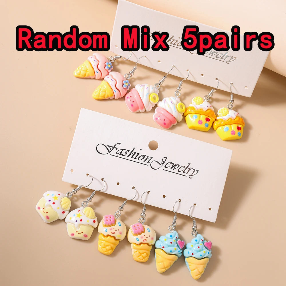 5 pares/Pendientes "Jardín de la Cascada" – Set Tropical Hi'ilawe 🌺🌿🍍🍋‍🟩