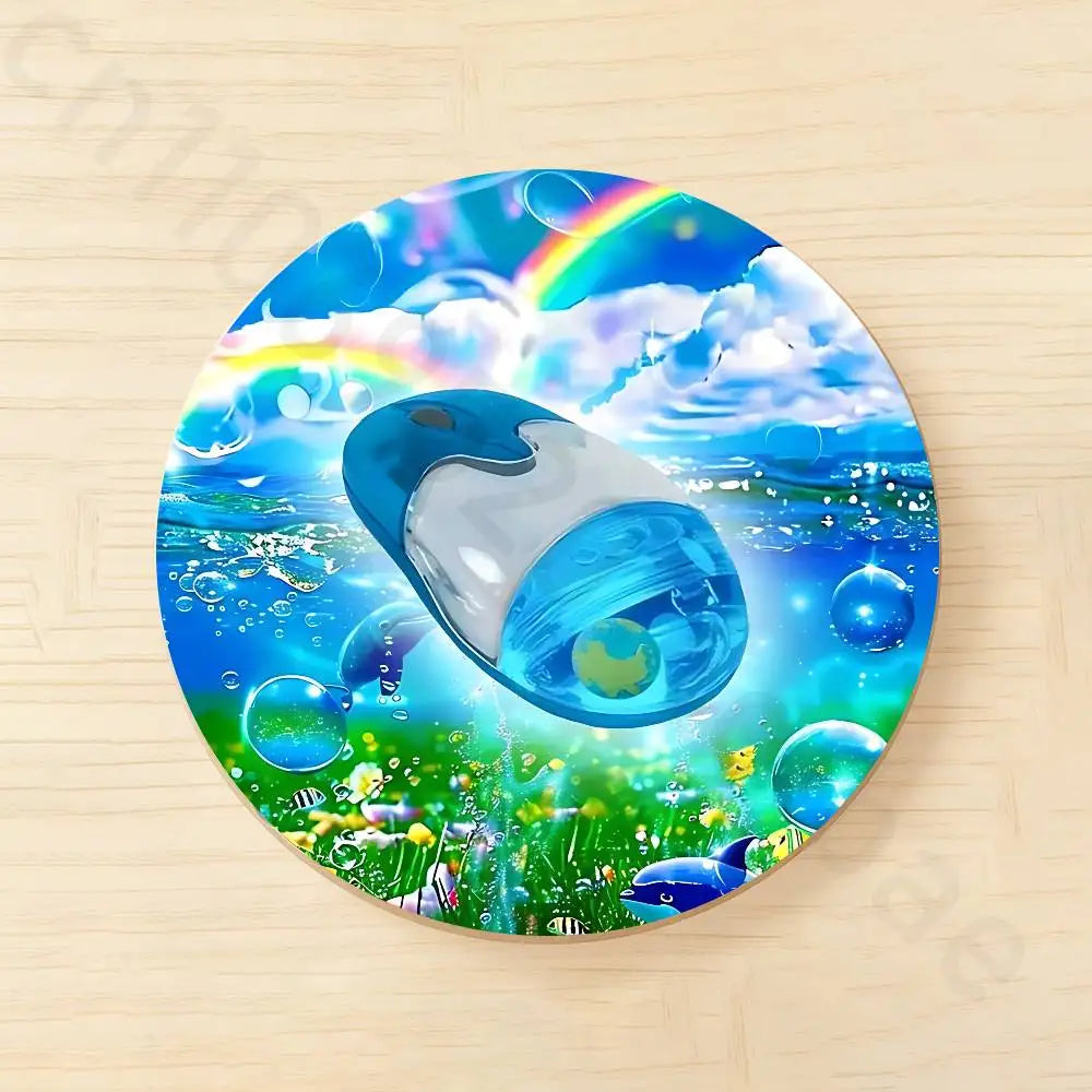 Frutiger Aero Aqua Nostalgia Posavasos Frutiger Aero – "Burbujas de Hi'ilawe" 🫧🏞️🐠☕