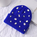 Rhinestone-embellished Beanie Hat Solid Color Punk-style Rhinestone-adorned Hat Soft Stretchy Pullover Knit Cap Winter