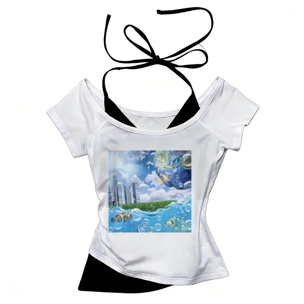 Coastal cyber -Camiseta Frutiger Aero Y2K – " Hi'ilawe cyber" 🎧📀📟🏞️