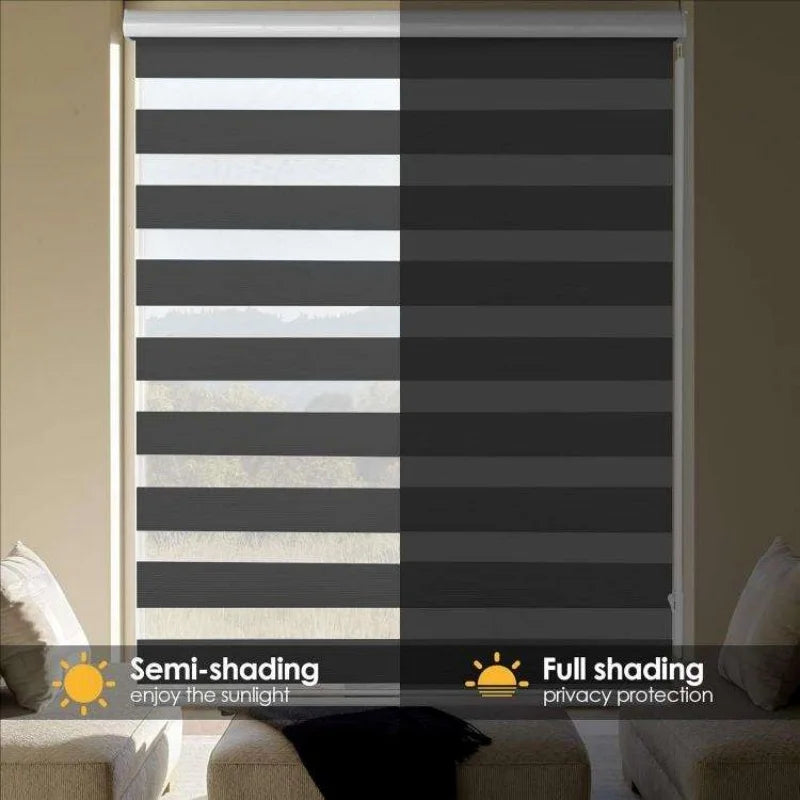 China Factory Wholesal Modern Design 100%Polyester Remote Control Zebra Blinds For Bathroom