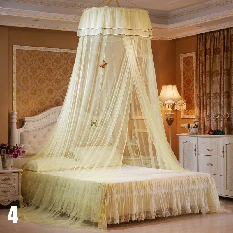 Breathable Hanging Mosquito Net Top Hook Lace Bed Canopy Encrypted Mesh Round Dome Court Style Crib Canopy Bedroom Decoration