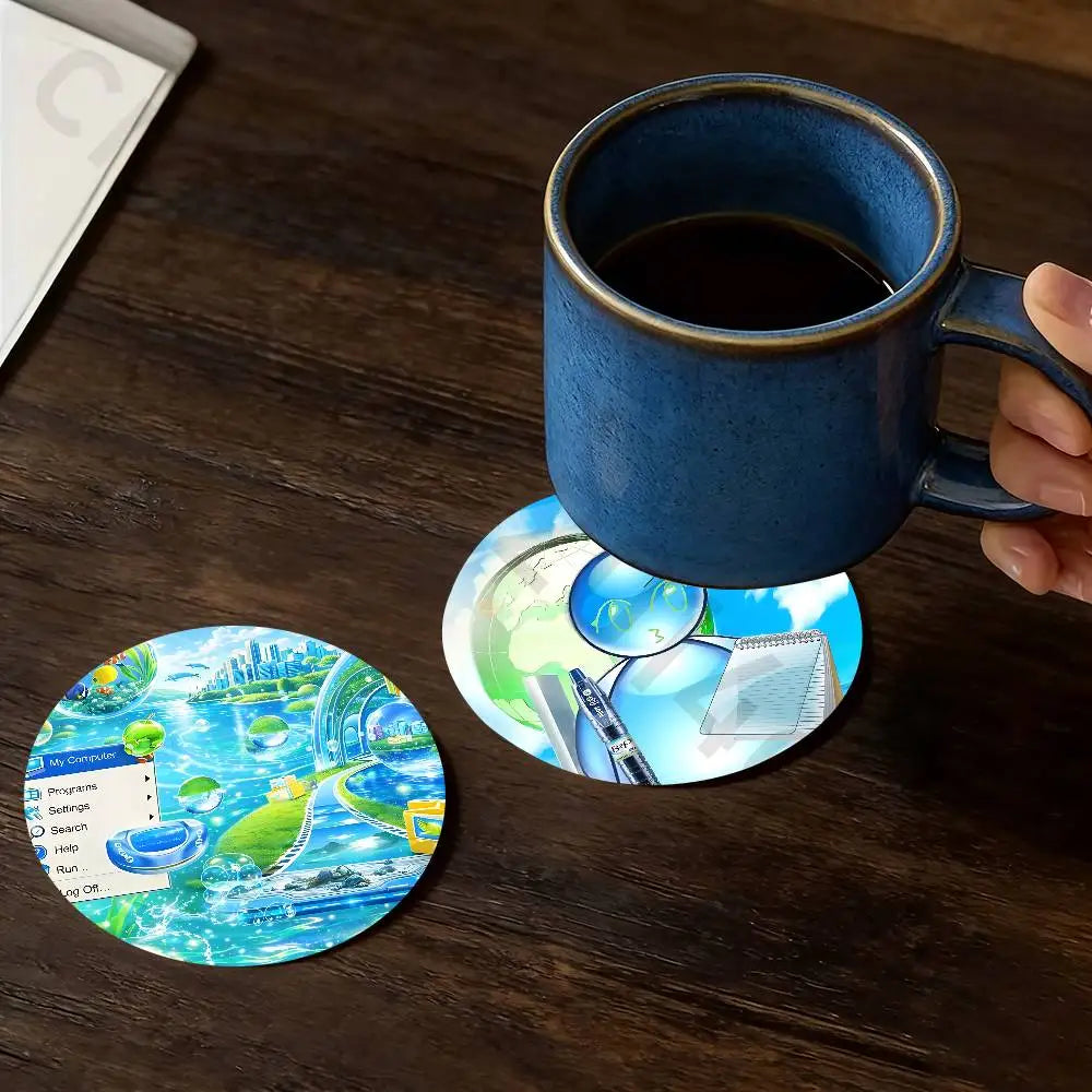 Frutiger Aero Aqua Nostalgia Posavasos Frutiger Aero – "Burbujas de Hi'ilawe" 🫧🏞️🐠☕