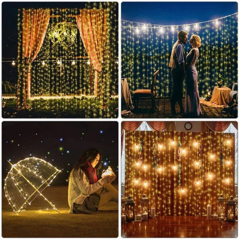Cortina de Luces LED Solar – "Lluvia de Estrellas de Hi'ilawe" 🌌✨🏮Waterproof 600leds
