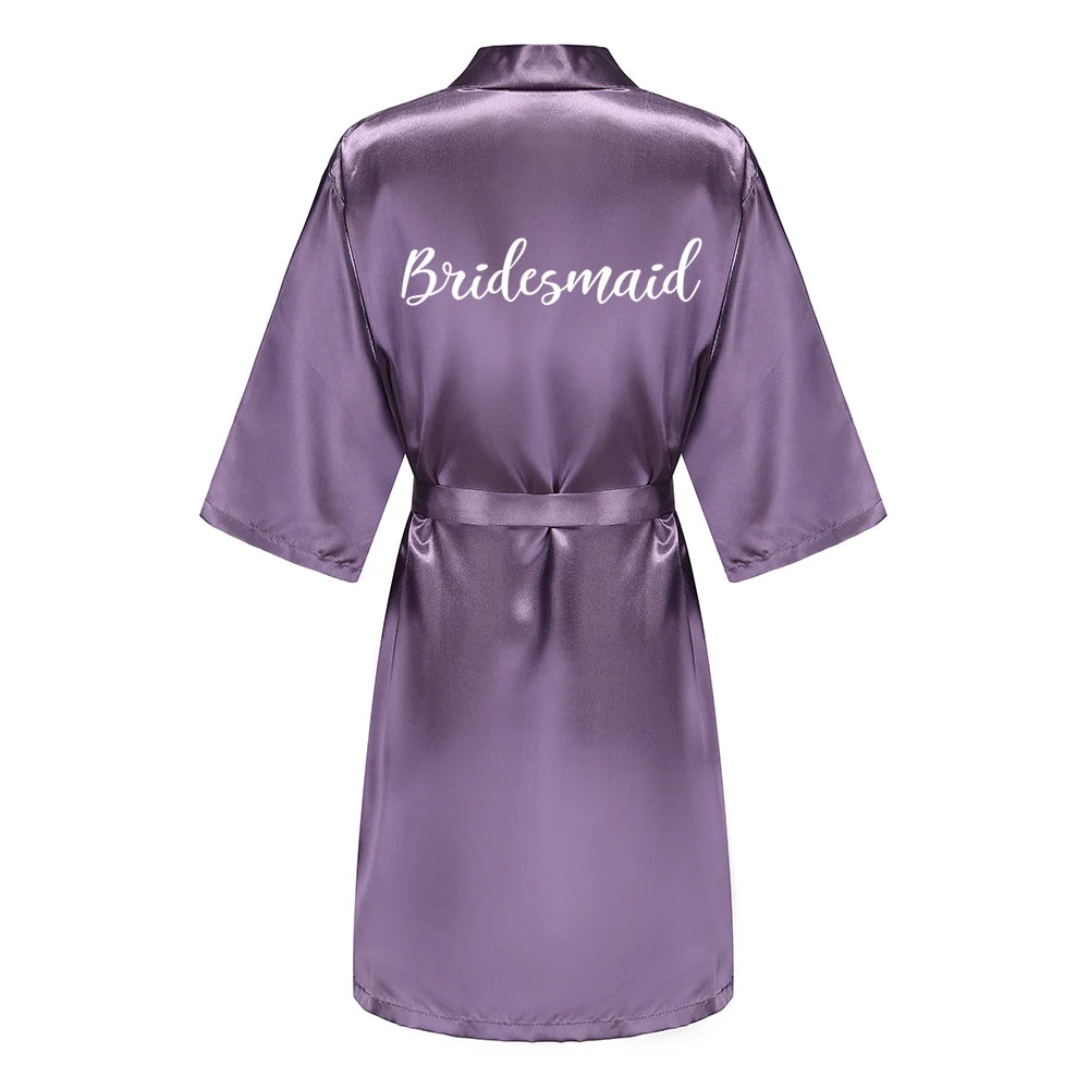 New Bathrobe Bride Satin-Silk Robe Women Bridal Party Sister Team Mother Shower Gift Bridesmaid Wedding Short Robes YE7883