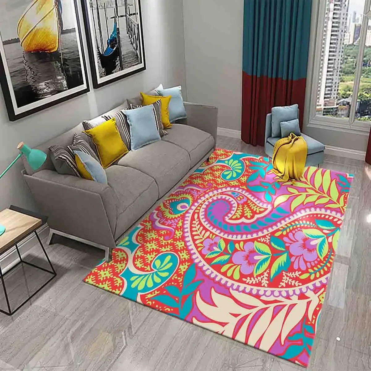 Paisley Flower Tree of Life Indian Culture Rugs for Living Room Bedroom Door Mats Decor Carpets Bathroom Kitchen Non Slip Rugs
