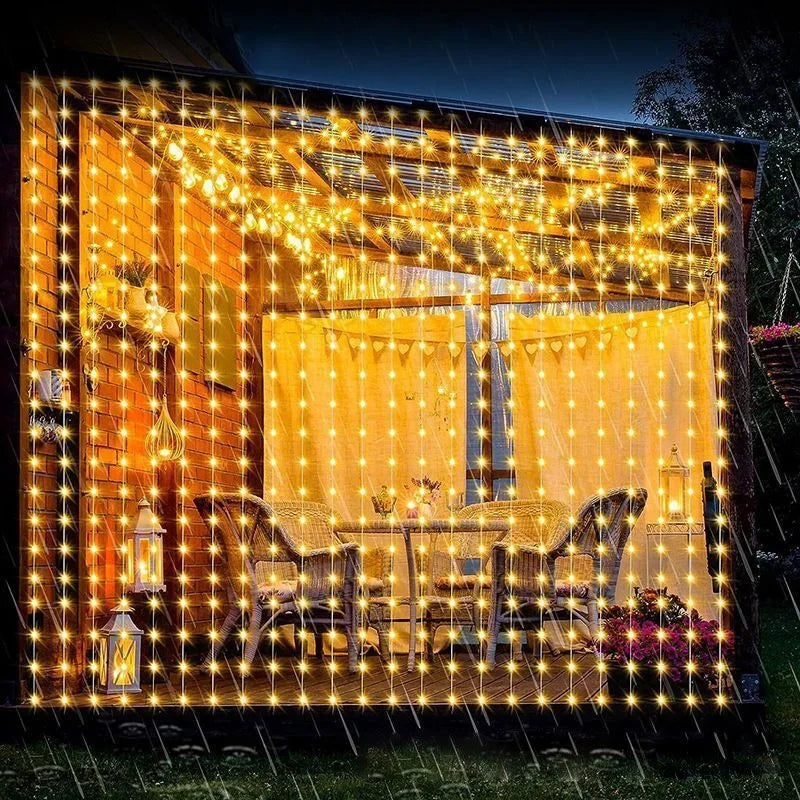 Cortina de Luces LED Solar – "Lluvia de Estrellas de Hi'ilawe" 🌌✨🏮Waterproof 600leds