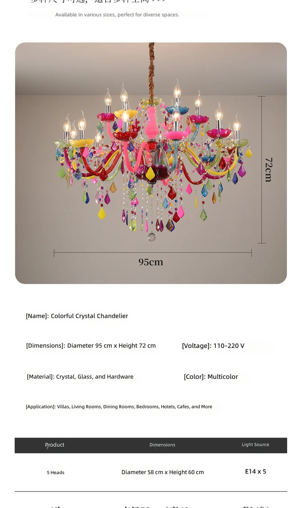 European-style Children's Room Chandelier Girls' Princess Bedroom Light Creative Cartoon-inspired Colored Crystal Lamp 3C
