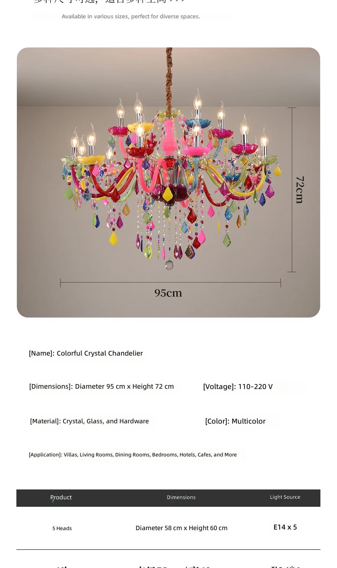 European-style Children's Room Chandelier Girls' Princess Bedroom Light Creative Cartoon-inspired Colored Crystal Lamp 3C