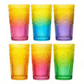 6 Pieces 12oz/354ml, Colorful Retro Water Cup, Romantic Drinking Cup, High-Quality Glassware Set, Suitable For Juice, Beverages, Coffee, Milk And Other Drinks, Very Suitable For Parties, Weddings And Festivals.sh2605221452864